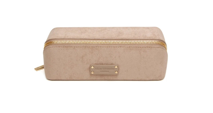 Alice Wheeler Kensington Suede Small Train Case Mink