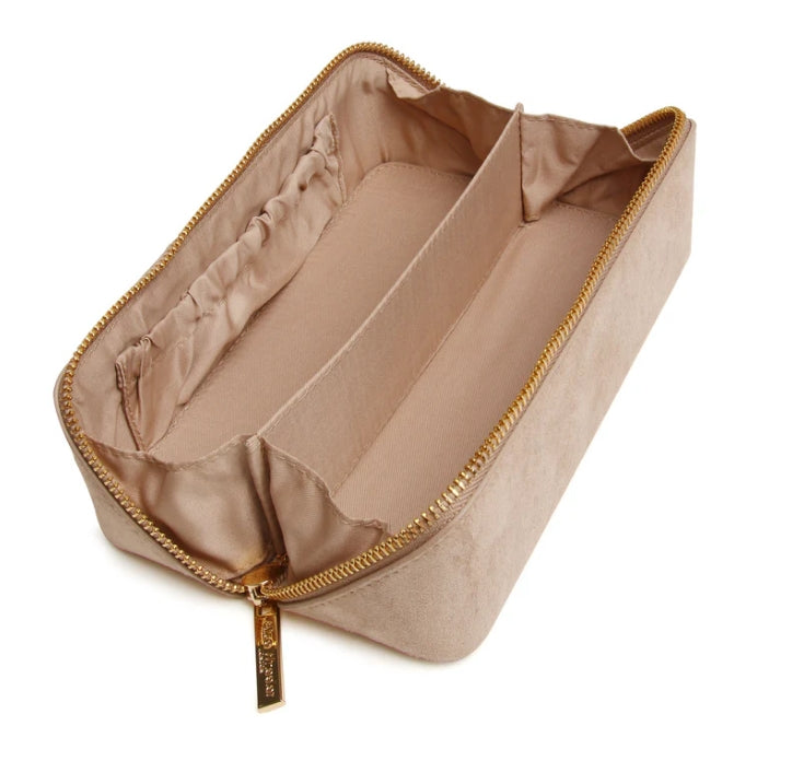 Alice Wheeler Kensington Suede Small Train Case Mink