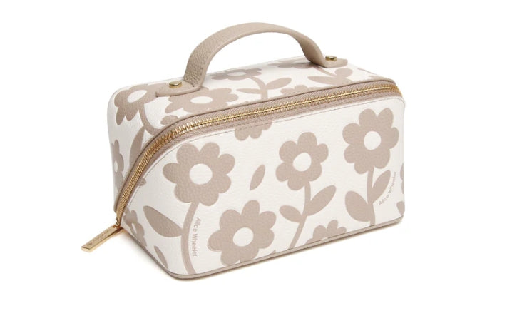 Alice Wheeler Floral Mini Train Case Stone