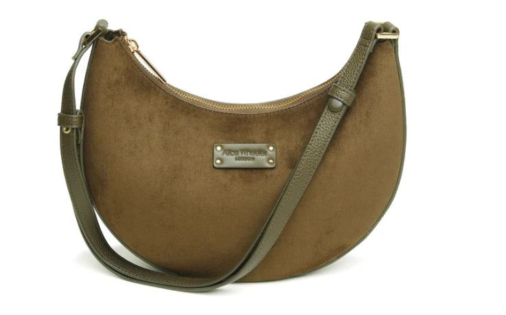 Alice Wheeler Kensington Suedette Shoulder & Crossbody Bag Olive