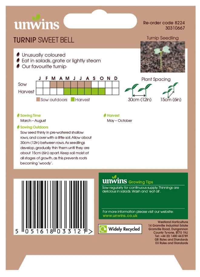 Unwins Turnip Sweetbell Seeds