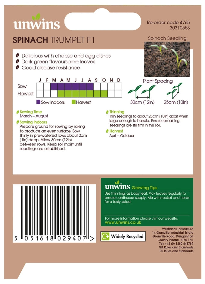 Unwins Spinach Trumpet Seeds