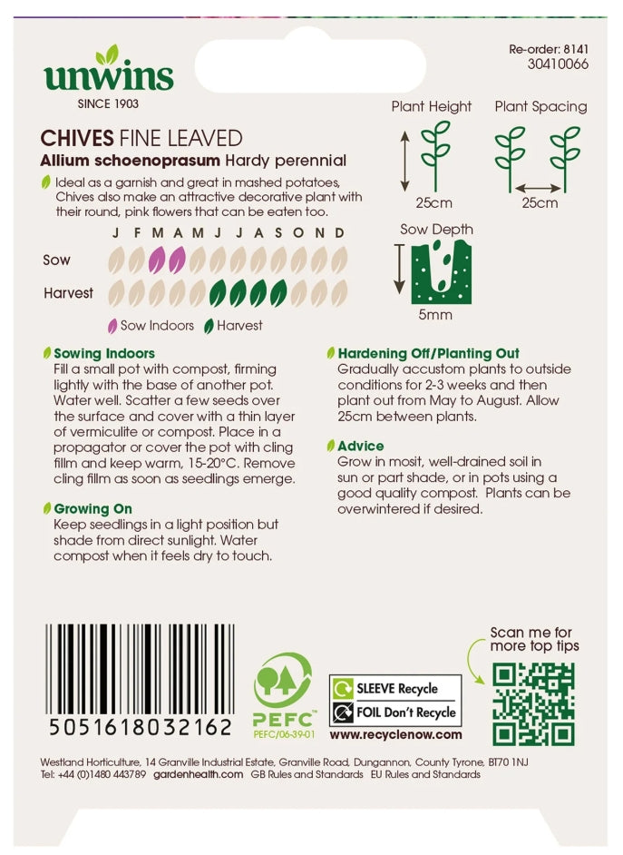 Unwins Chives Fine Leaved Seeds