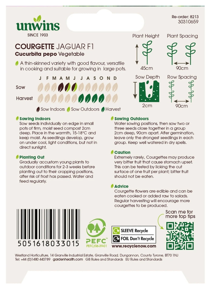 Unwins Courgette Jaguar F1 Seeds