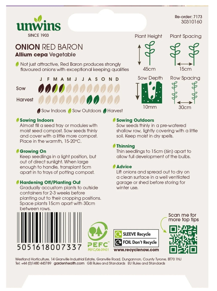 Unwins Onion Red Baron Seeds
