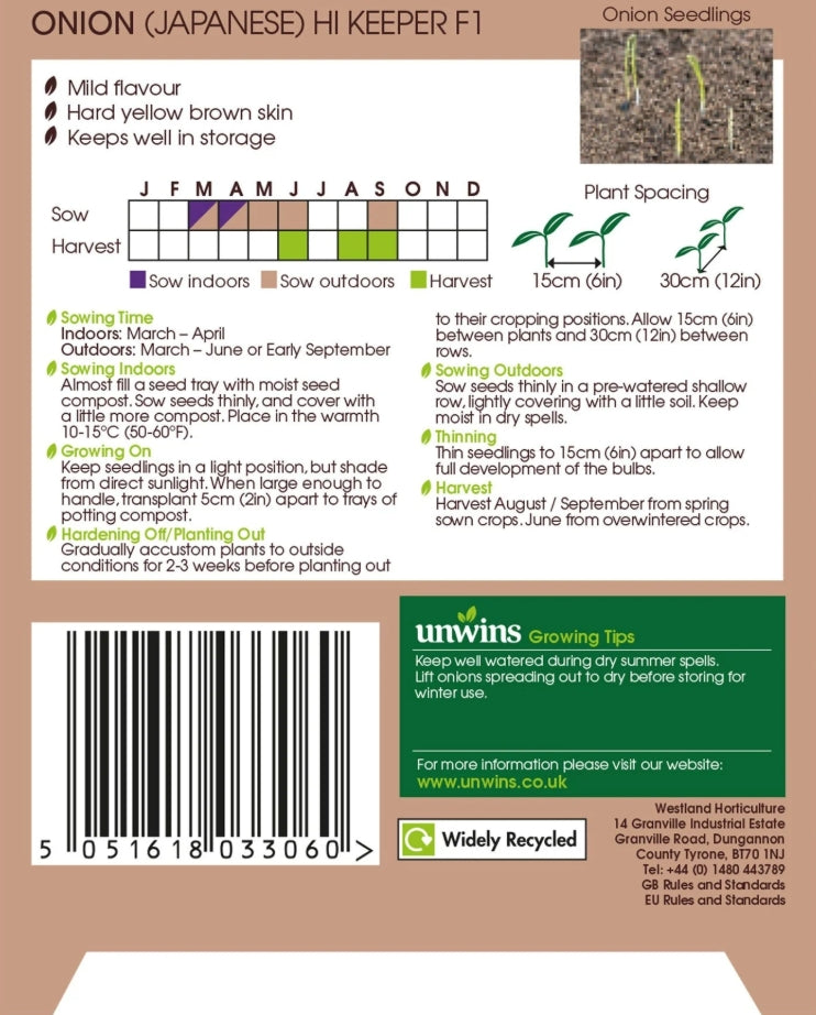 Unwins Onion Japanese Hi Keeper Seeds