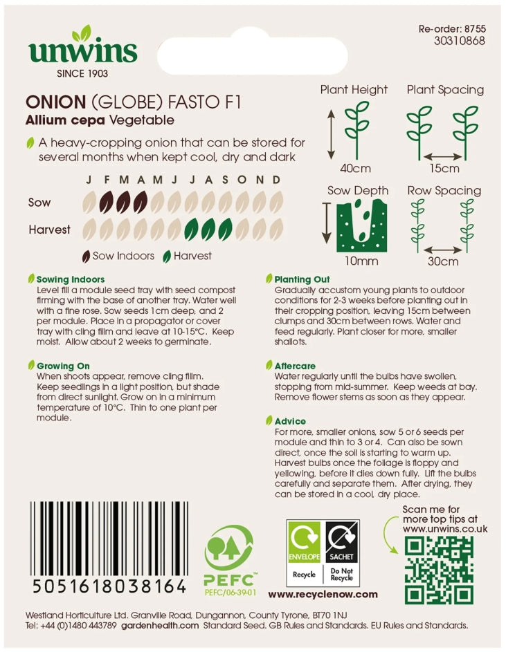 Unwins Onion Fasto F1 Seeds