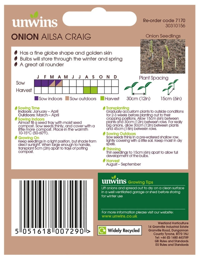Unwins Onion Ailsa Craig Seeds