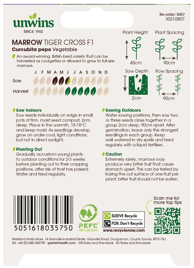Unwins Marrow Tiger Cross F1 Seeds