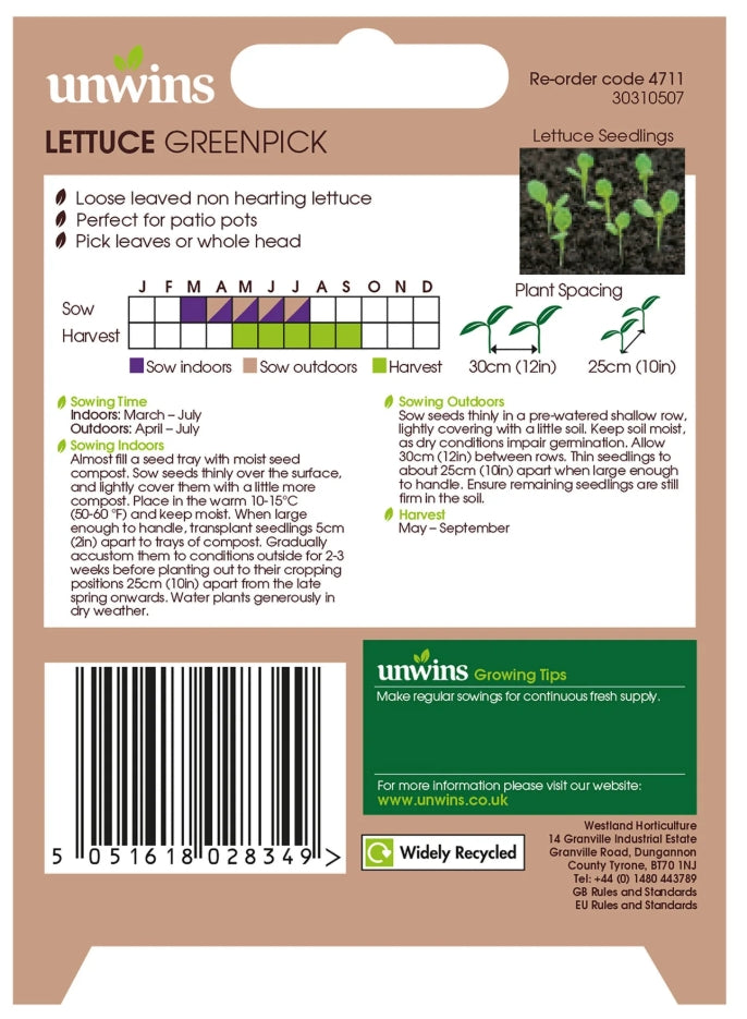 Unwins Loose Lettuce Greenpick Seeds