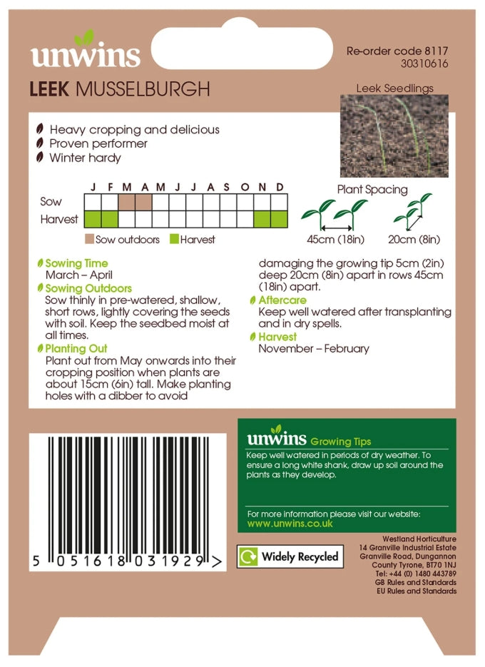 Unwins Leek Musselburgh Seeds