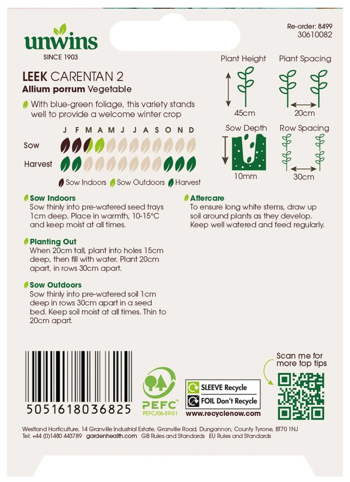 Unwins Organic Leek Carentan 2 Seeds