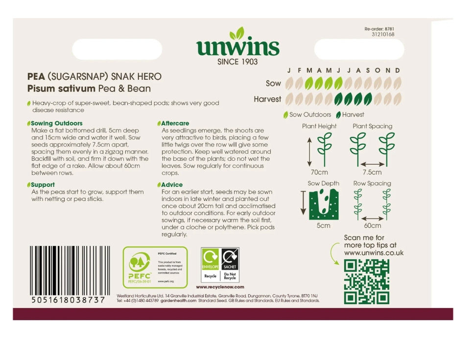 Unwins Sugarsnap Pea Snak Hero Seeds
