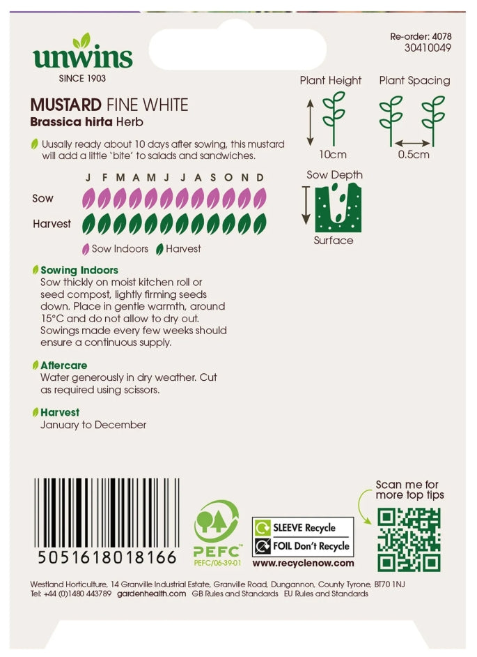 Unwins Mustard Fine White Seeds