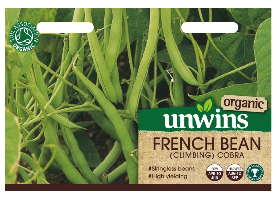 Unwins Organic Climbing French Bean Cobra Seeds