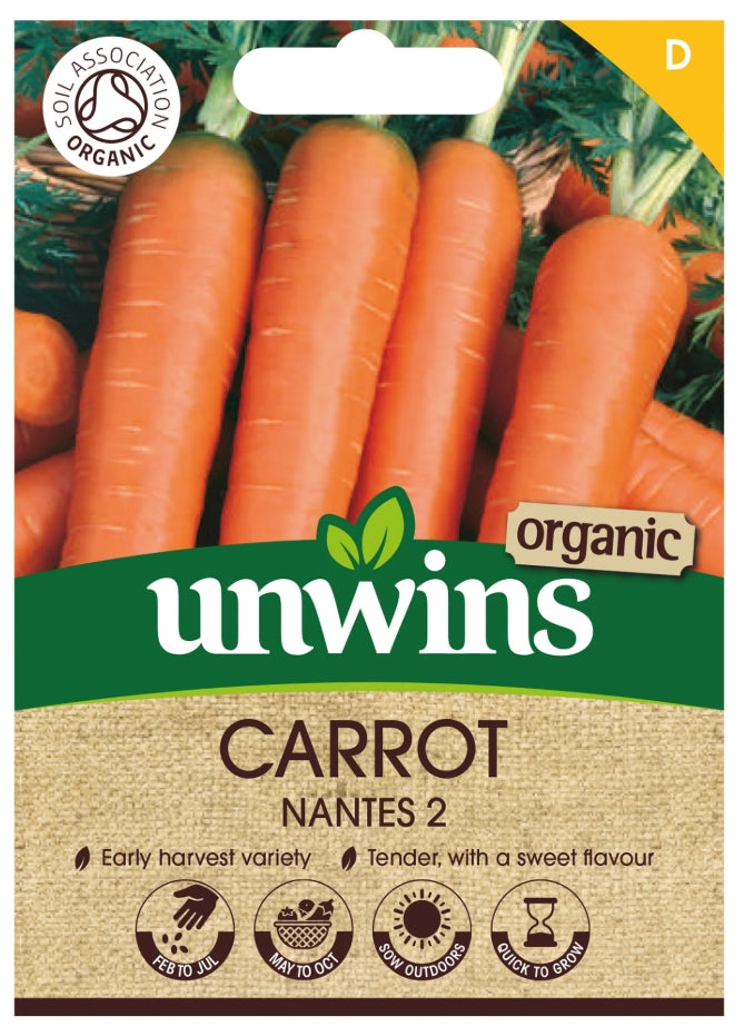 Unwins Organic Carrot Nantes 2 Seeds