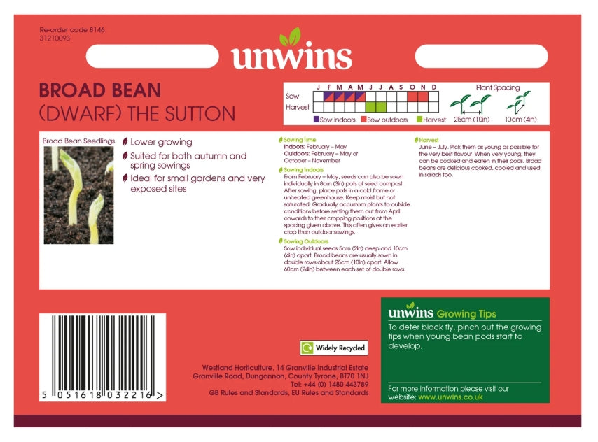 Unwins Dwarf Broad Bean The Sutton Seeds