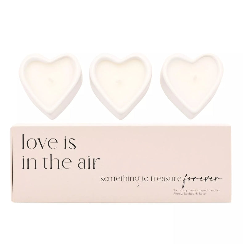 Amore Set Of 3 Heart Candles - Love Is In The Air