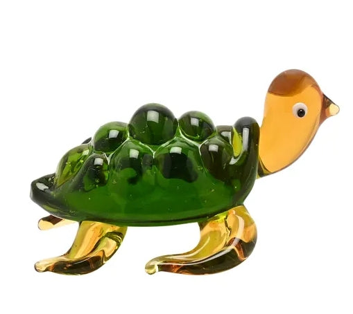 Objets D'art Miniature Glass Figurine - Turtle