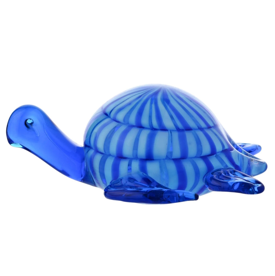 Objets D'art Glass Figurine Blue Turtle