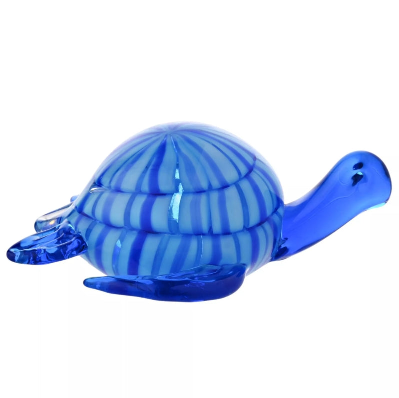Objets D'art Glass Figurine Blue Turtle