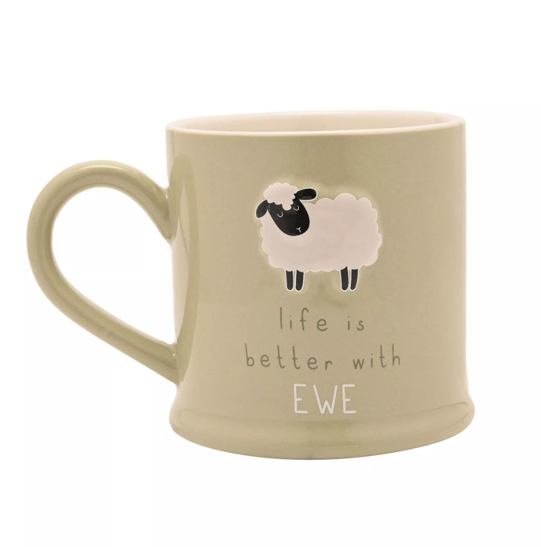 Celebrations Love Life Embossed Mug - It's Better With Ewe
