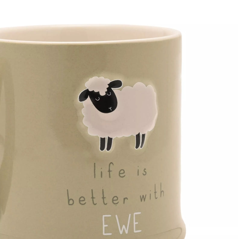 Celebrations Love Life Embossed Mug - It's Better With Ewe