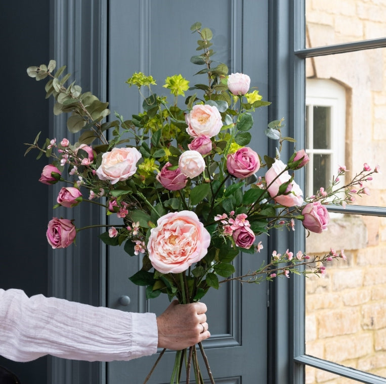 Floralsilk Luxury Pink Faux Rose Bouquet