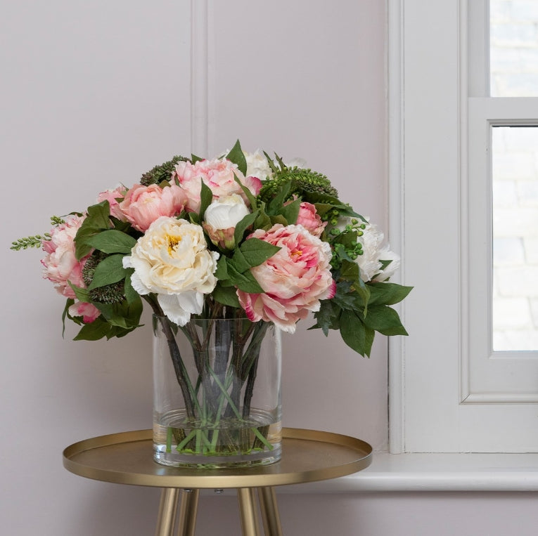Floralsilk Deluxe Faux Peony In Round Vase