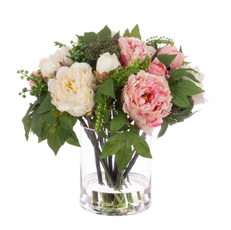 Floralsilk Deluxe Faux Peony In Round Vase
