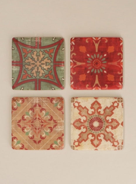 Gisela Graham Period Warm Mosaic Design Resin Coaster