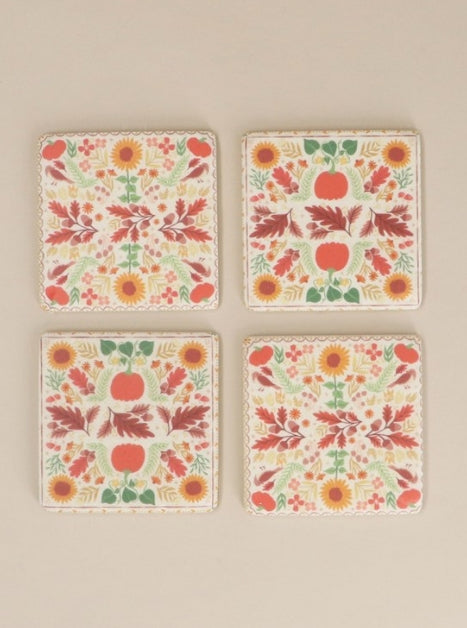 Gisela Graham Folk Autumn Mix Resin Coaster