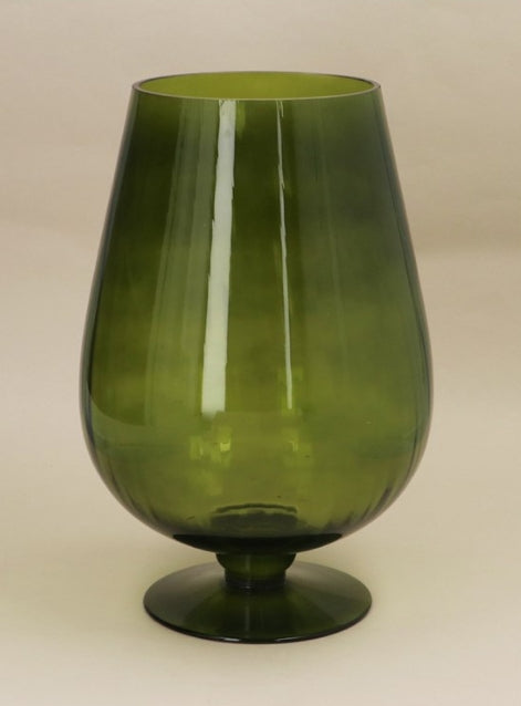 Gisela Graham Olive Green Glass Pedestal Vase Large