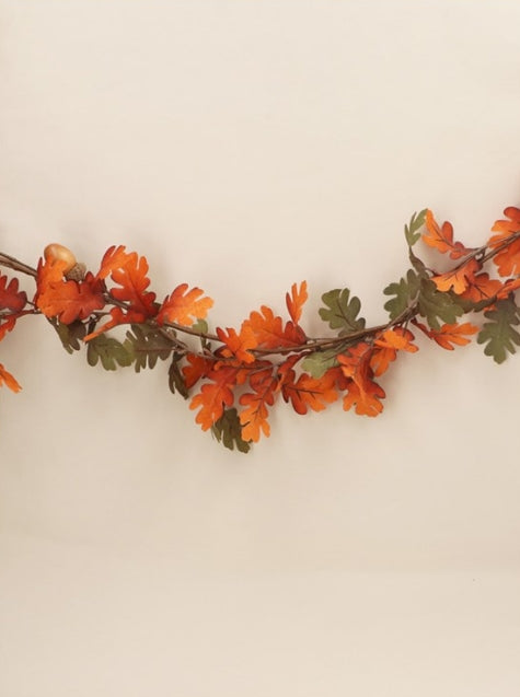 Gisela Graham Autumn Oak Leaf Mix & Acorn Garland