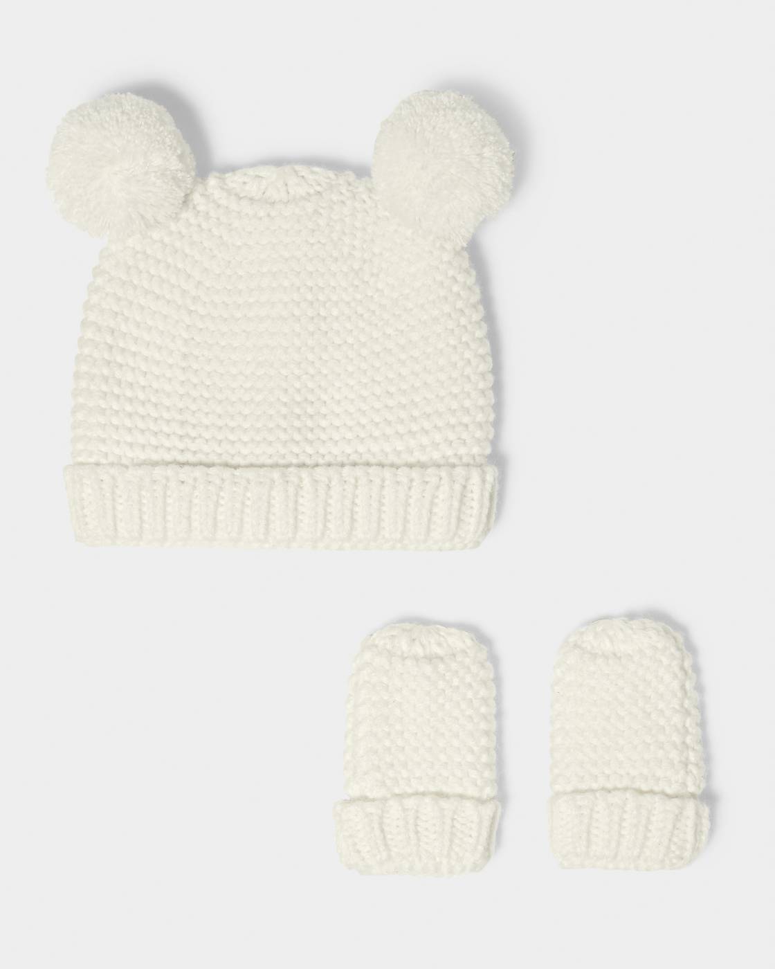 Katie Loxton Knitted Hat & Mittens Set White