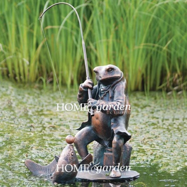 Home & Garden Fishing Frog Sculpture