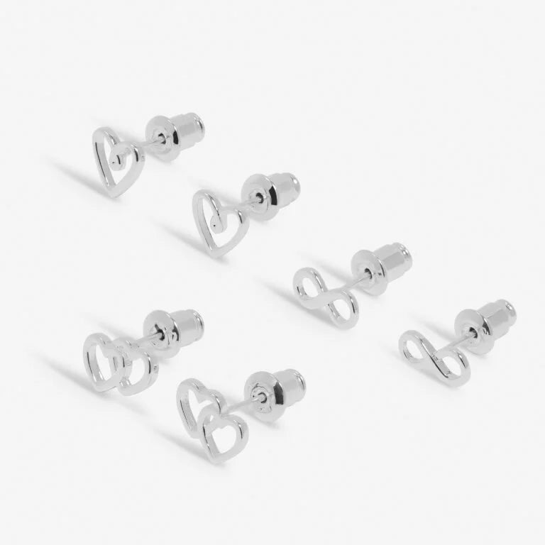 Joma Jewellery Life'S A Charm Friendship Silver Plated 3 Pairs Of Earrings