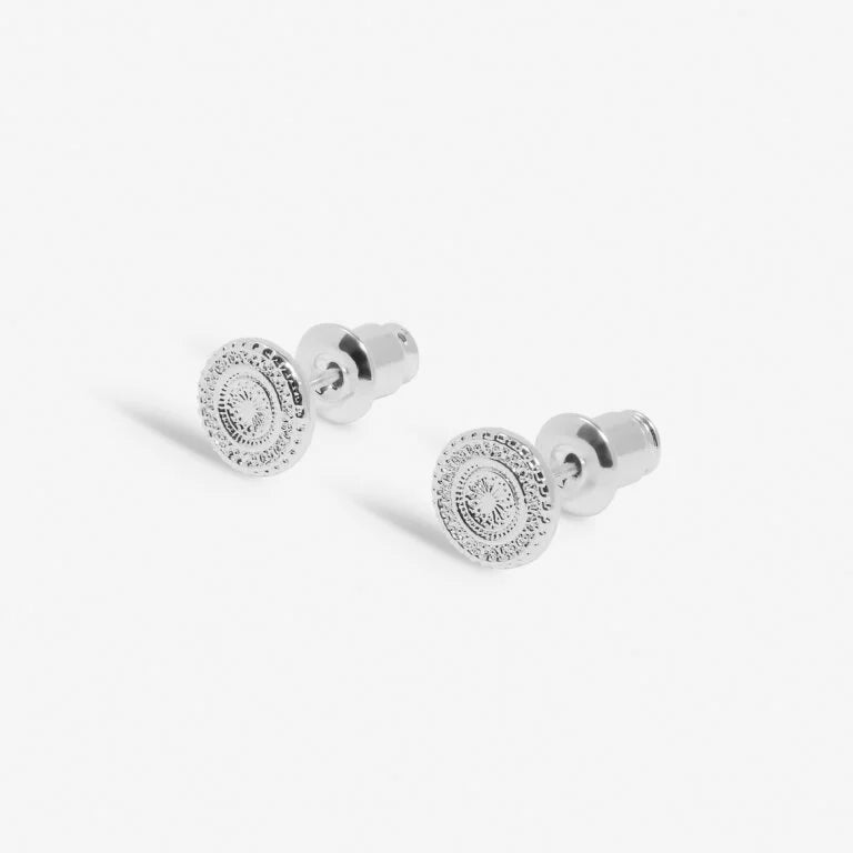 Joma Jewellery Style Stories Silver Plated Coin Stud Earrings