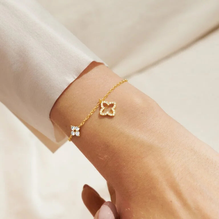 Joma Jewellery Style Stories Pave Clover Gold Plated Bracelet