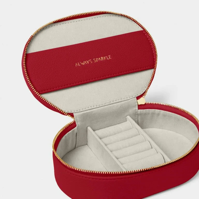 Katie Loxton Oval Jewellery Box A Little Sparkle Garnet Red