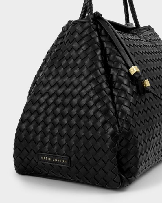 Katie Loxton Nova Hand Woven Large Shoulder Bag Black