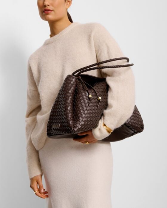 Katie Loxton Nova Hand Woven Large Shoulder Bag Chocolate