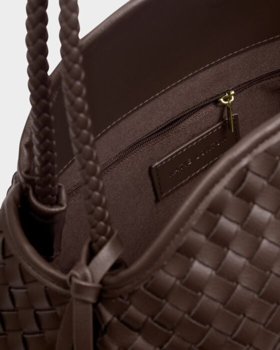 Katie Loxton Nova Hand Woven Large Shoulder Bag Chocolate