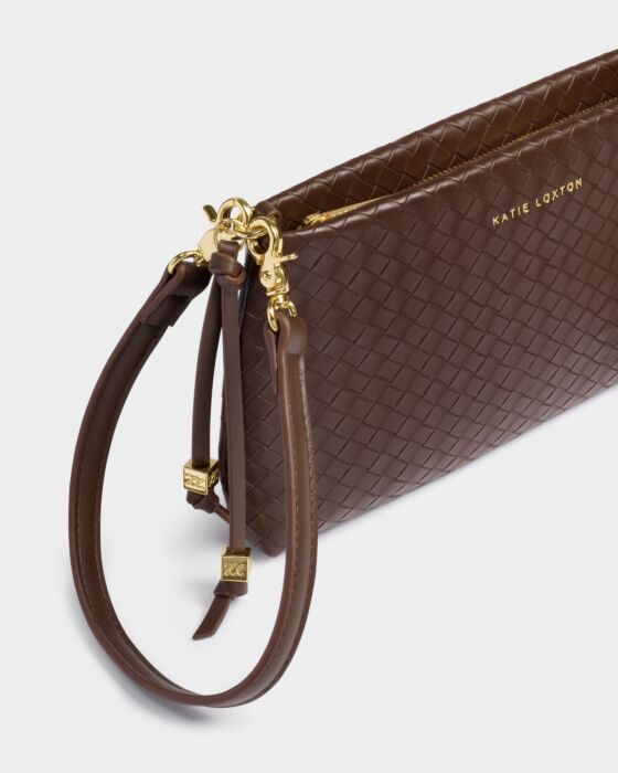 Katie Loxton Nova Woven Texture Clutch Chocolate