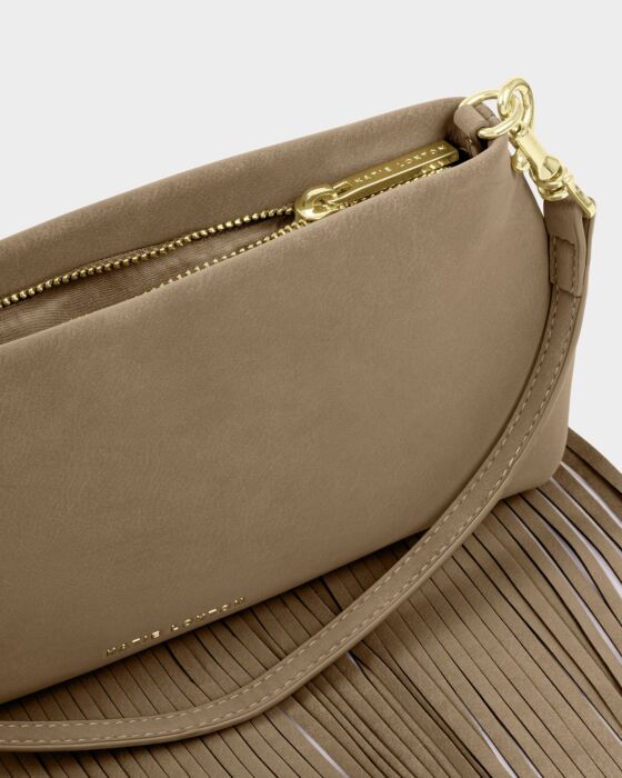 Katie Loxton Cali Suedette Fringe Small Shoulder Bag Taupe