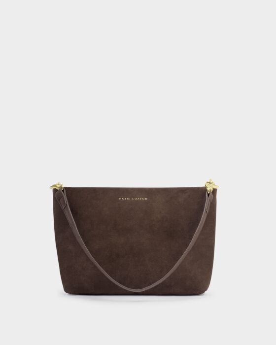 Katie Loxton Cord Small Suedette Shoulder Bag Chocolate