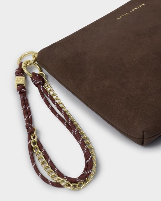 Katie Loxton Cord Small Suedette Shoulder Bag Chocolate