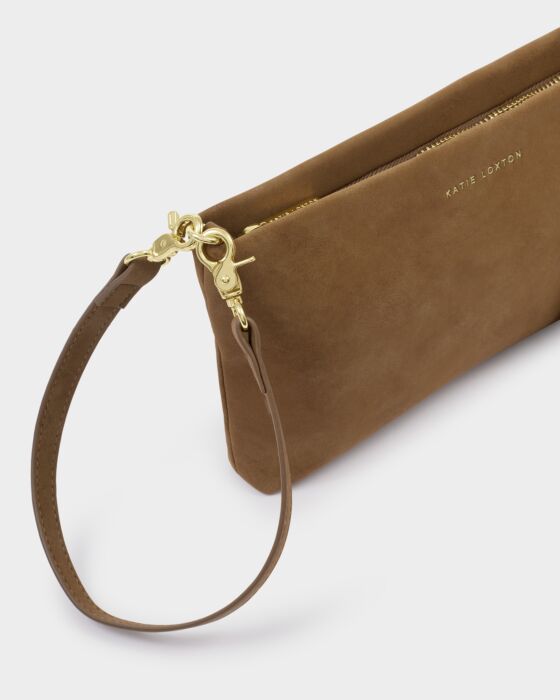 Katie Loxton Cord Small Suedette Shoulder Bag Caramel