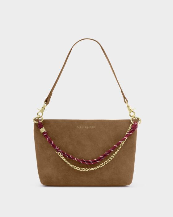 Katie Loxton Cord Small Suedette Shoulder Bag Caramel