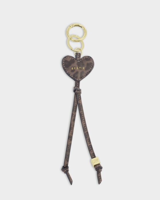 Katie Loxton Heart Charm Keyring Bestie Leopard 19cm X 7cm